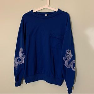 BOGO50‼️ blue dragon embroidered long sleeve